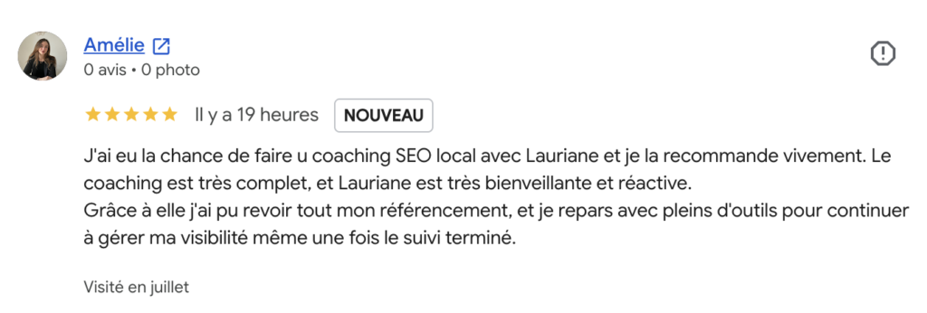 avis coachée SEO local
